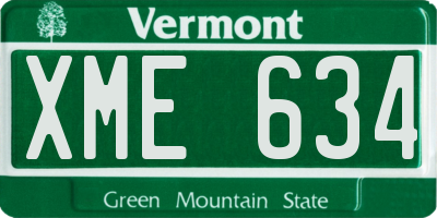 VT license plate XME634