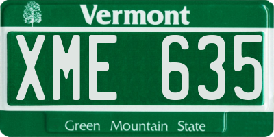 VT license plate XME635