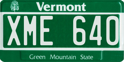 VT license plate XME640