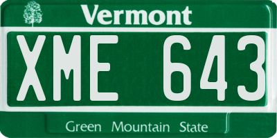 VT license plate XME643
