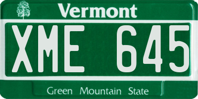 VT license plate XME645