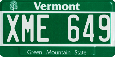 VT license plate XME649