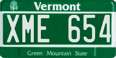 VT license plate XME654