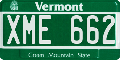 VT license plate XME662