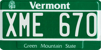 VT license plate XME670