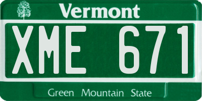 VT license plate XME671