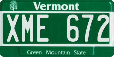 VT license plate XME672