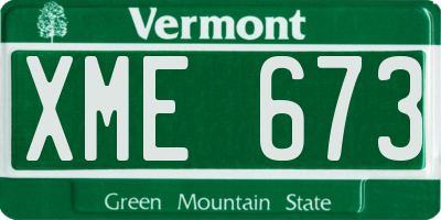 VT license plate XME673