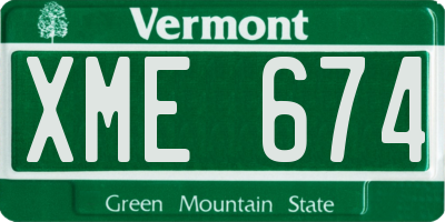 VT license plate XME674