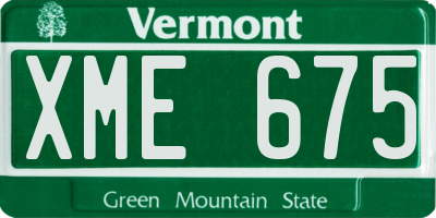 VT license plate XME675