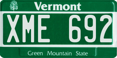 VT license plate XME692