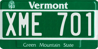 VT license plate XME701
