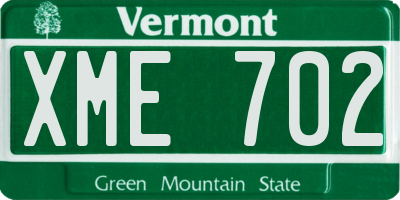 VT license plate XME702