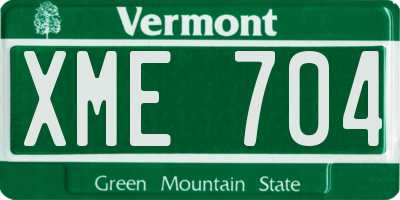 VT license plate XME704
