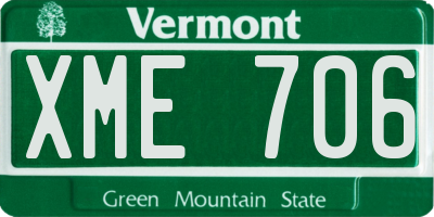 VT license plate XME706
