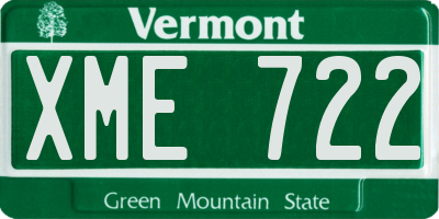 VT license plate XME722