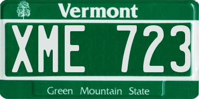 VT license plate XME723