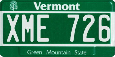 VT license plate XME726