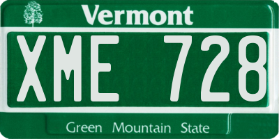 VT license plate XME728