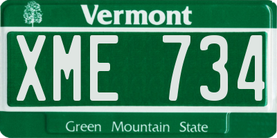 VT license plate XME734
