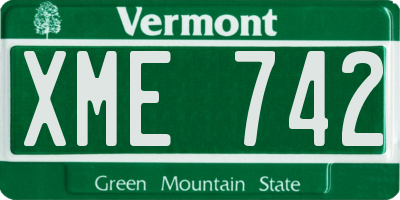 VT license plate XME742