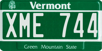 VT license plate XME744