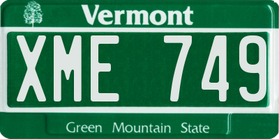 VT license plate XME749