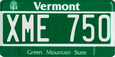 VT license plate XME750