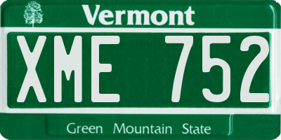 VT license plate XME752