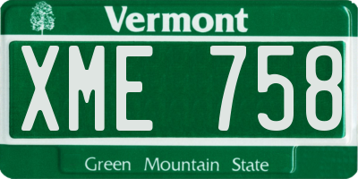 VT license plate XME758