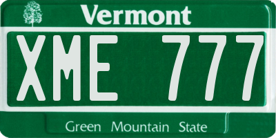 VT license plate XME777