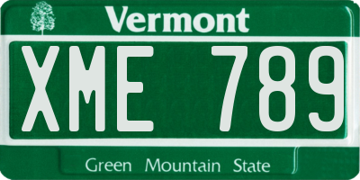 VT license plate XME789