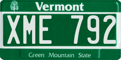 VT license plate XME792