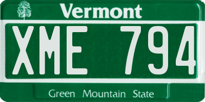 VT license plate XME794