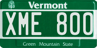 VT license plate XME800