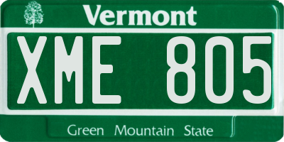 VT license plate XME805