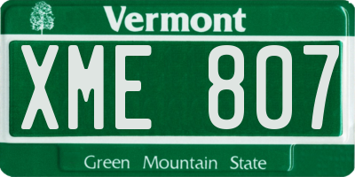 VT license plate XME807