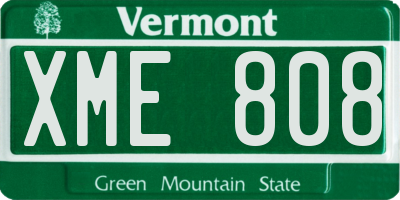 VT license plate XME808