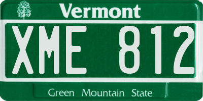 VT license plate XME812