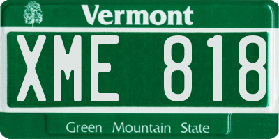 VT license plate XME818
