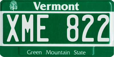 VT license plate XME822