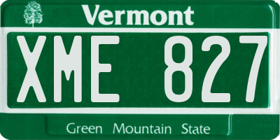 VT license plate XME827