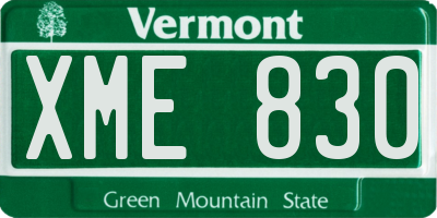 VT license plate XME830
