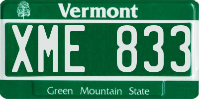 VT license plate XME833