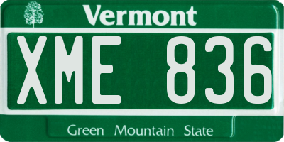 VT license plate XME836