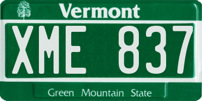 VT license plate XME837