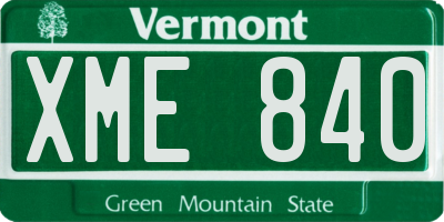 VT license plate XME840