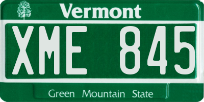 VT license plate XME845