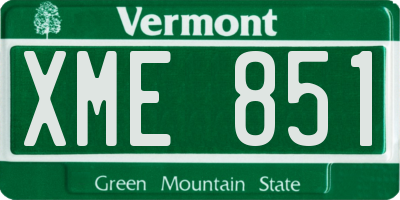 VT license plate XME851