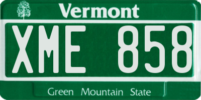 VT license plate XME858